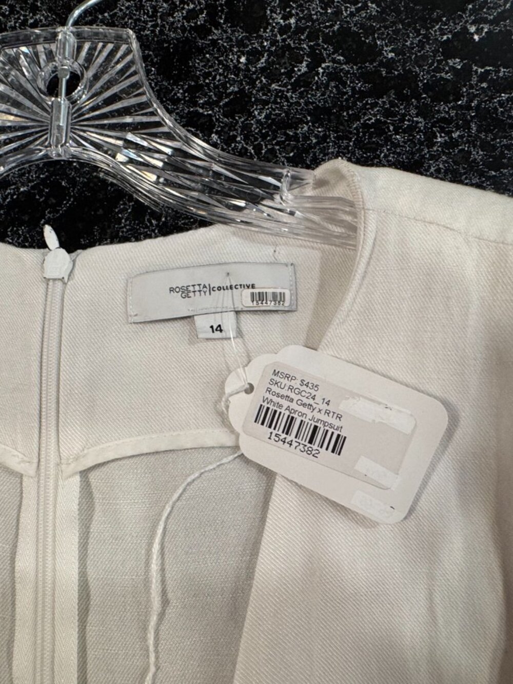 Rosetta Getty Collective White Apron Jumpsuit Size 14 - Picture 11 of 12